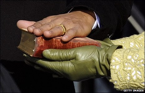during the presidential pageantry of Obama's inauguration, Obama used Martin Luther King Jr's Bible during his swearing in.
